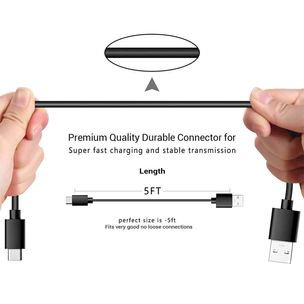 Fast Wall Charger Adapter USB C Charging Cable Cord for T-Mobile REVVL 7 PRO REVVL 6 PRO 5G/REVVL V+ 4 4+ 2 Plus 4 Plus, Cat S62 Pro S62 S61 S52 S22, Alcatel TCL 4X 5g TCL Flip Pro,Sonim XP3 XP8 Phone