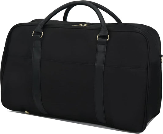 Travel Duffle Bag for Women & Men - Weekender Overnight Bag, Large Carry-On Gym Bag, Sports Duffel, Hospital Bag, Yoga Tote,Work Bag & Trolley Sleeve (Black)