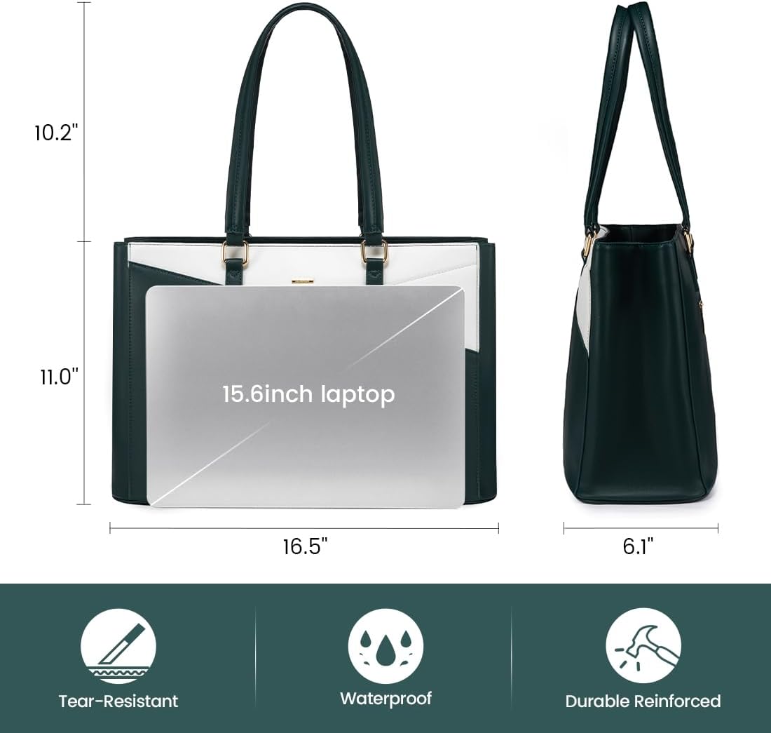 LOVEVOOK Laptop Bag for Women 15.6 Inch Tote Bags Waterproof Leather Briefcase Computer Women
