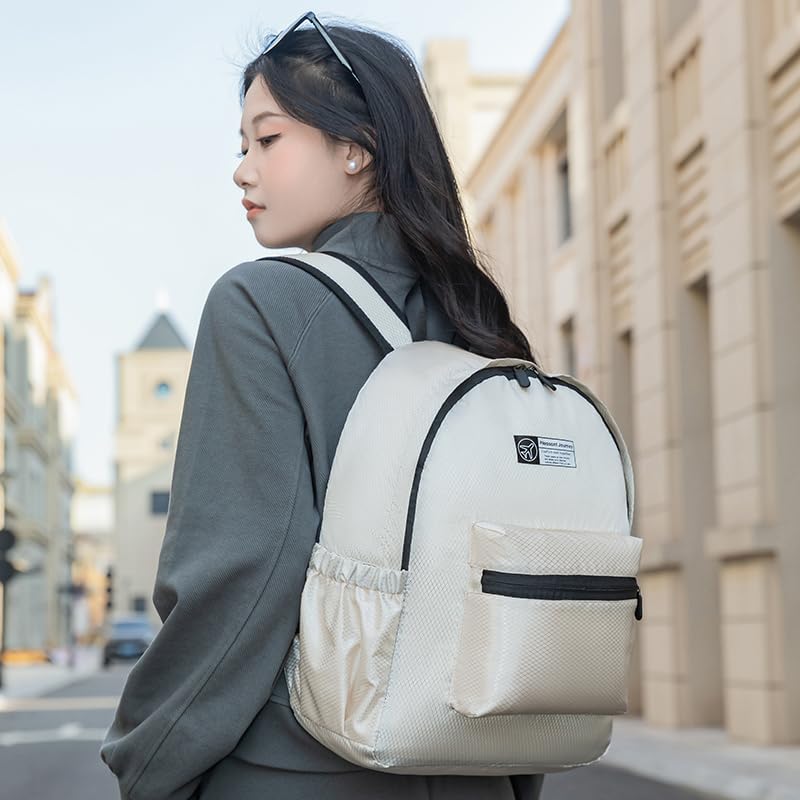 Lightweight Packable Backpack Travel Hiking Daypack Foldable Backpack for Men Women (Beige)