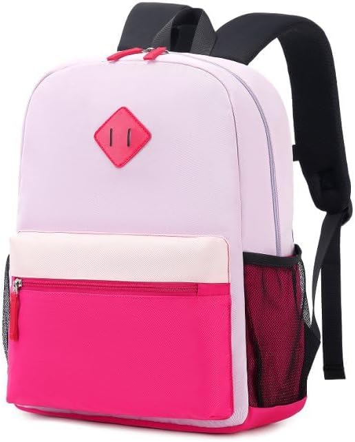 Elementary Backpack for Boys and Girls 5-9 Years Kindergarten Primary Kids Bookbag with Chest Buckle (Purple Pink, Large-17inch)