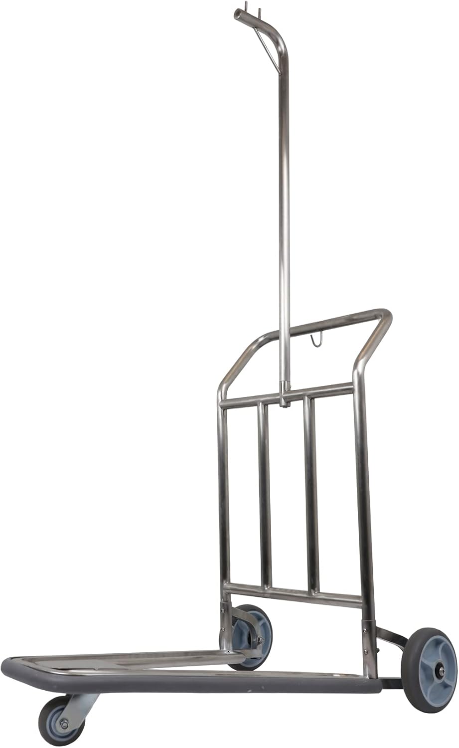 Value Valet Single Nesting Luggage Cart – 3-Wheel Stainless Steel Bellman Cart – Rolling Hotel Luggage Trolly with Wheels – Lightweight for Travel - 300 lb Capacity