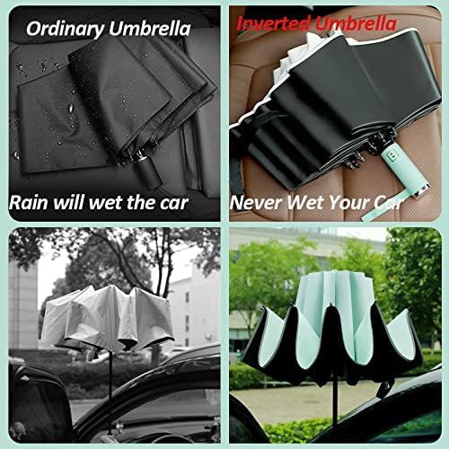 BAODINI Inverted UV Umbrella for Rain and Sun Medium Size UPF 50+ Rverse Compact Umbrella Auto Open Close