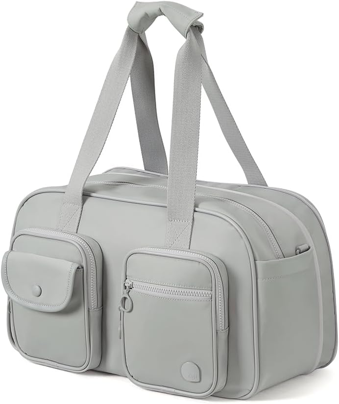 Aji Expandable Travel Duffel Bag, Duffle Bag for Travel with Wet Pocket, Carry on Weekender Bags for Men Women, Water Resistant Gym Duffel Bag Sport Bag (Gray)