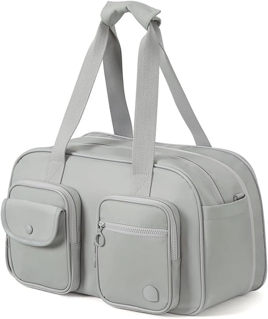 Aji Expandable Travel Duffel Bag, Duffle Bag for Travel with Wet Pocket, Carry on Weekender Bags for Men Women, Water Resistant Gym Duffel Bag Sport Bag (Gray)
