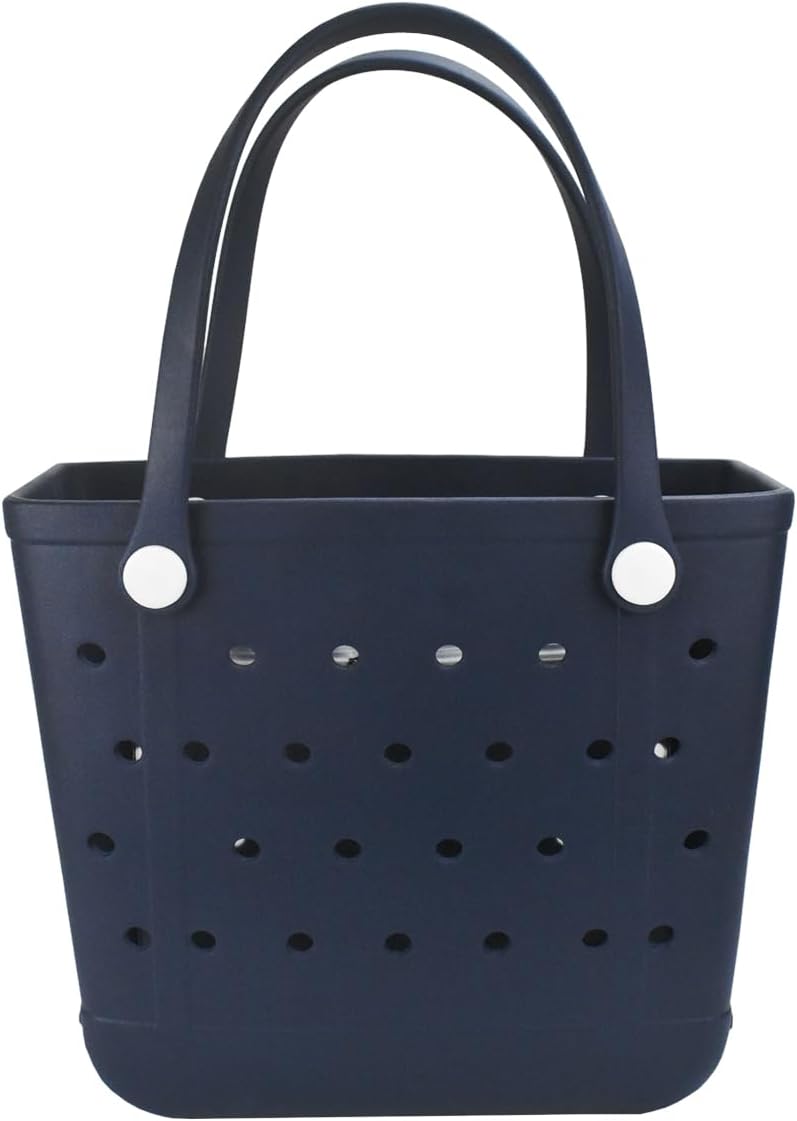 Rubber Beach Bag, Washable Moisture Resistant Durable Open Hole Tote Bag Beach Vacation Essentials
