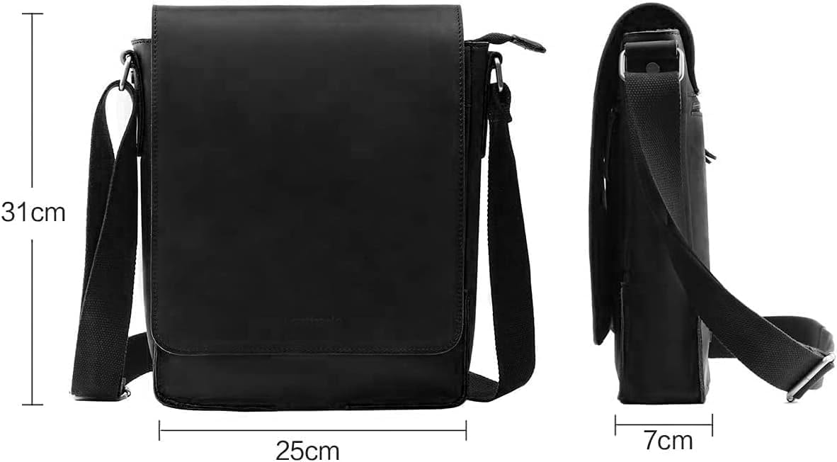 Leathario Crossbody Bag for Men Genuine Leather Small Messenger Shoulder Purse Side Vintage Satchel for Work Travel Daily