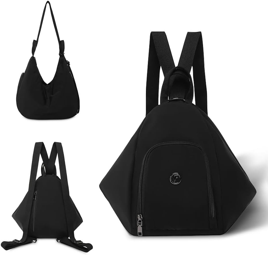 multifunctional convertible backpack, lightweight waterproof nylon shoulder bag, with shoe compartment,casual daypack work travel gym,black