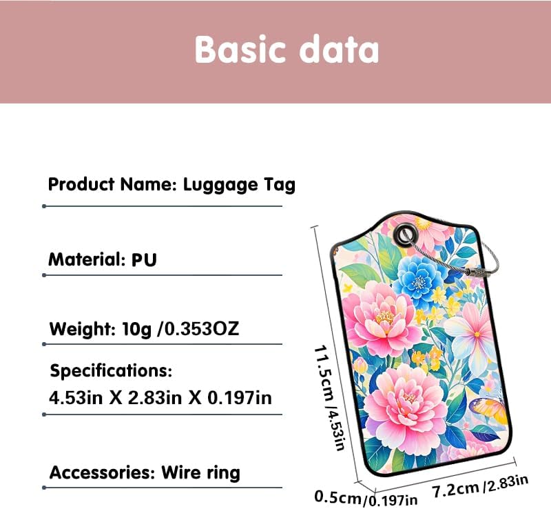 2 Pcs Luggage Tags for Suitcases PU Leather Cruise Ship Luggage Tags with Privacy Cover Label Address Card and Durable Metal Ring Suitable for Men Women Handbags Backpacks (Pink)
