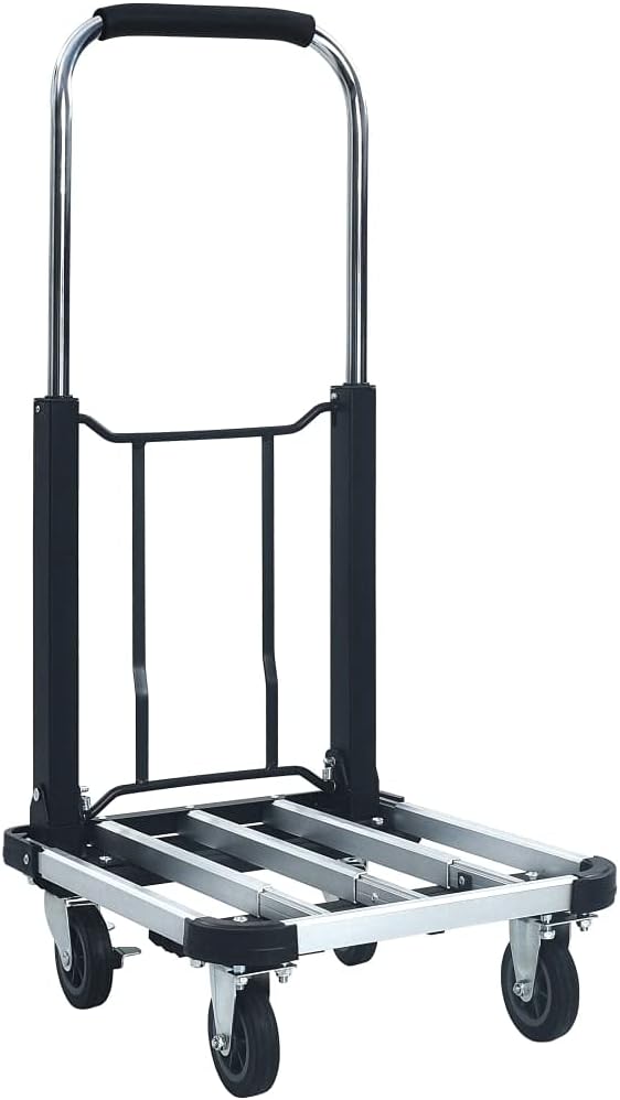 SKM Foldable Transport Trolley 330.7 lb Aluminum Silver, (Weight 17.33KG)
