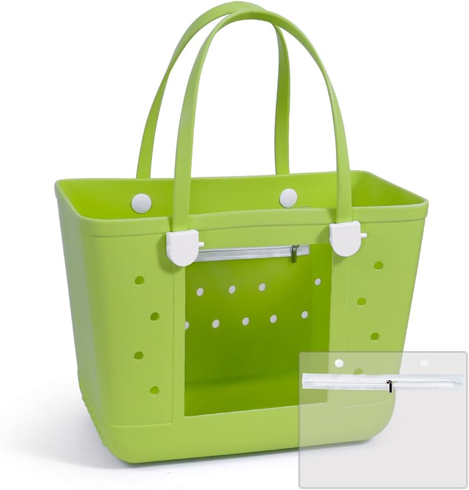 Rubber Beach Bags with Visual Window, Extra Large Waterproof Sandproof Rubber Tote Bag for Pool,Boat & Travel