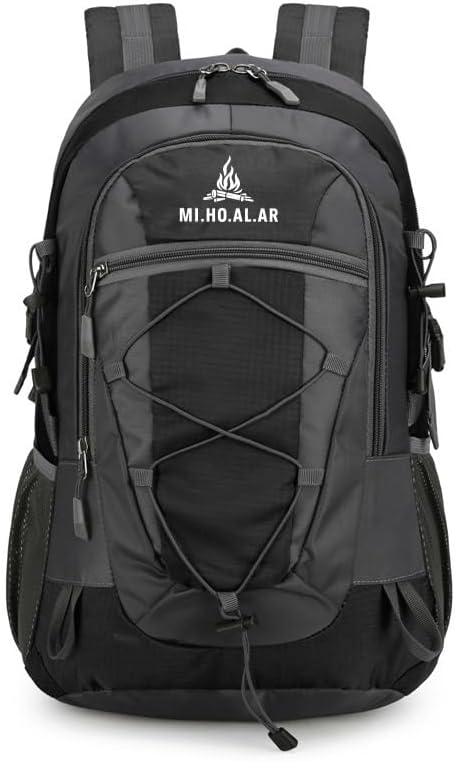 30L Lightweight Camping Backpack – Foldable Water-Repellent Hiking Daypack for Travel, Trekking, Climbing – Durable Polyester Packable Rucksack with Chest Strap & Side Pockets (black)