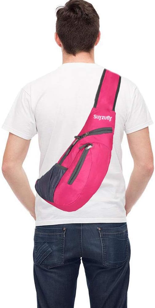 Men Women Foldable Sling Bags Shoulder Chest Backpack Crossbody Daypack for Cycling Walking Hiking