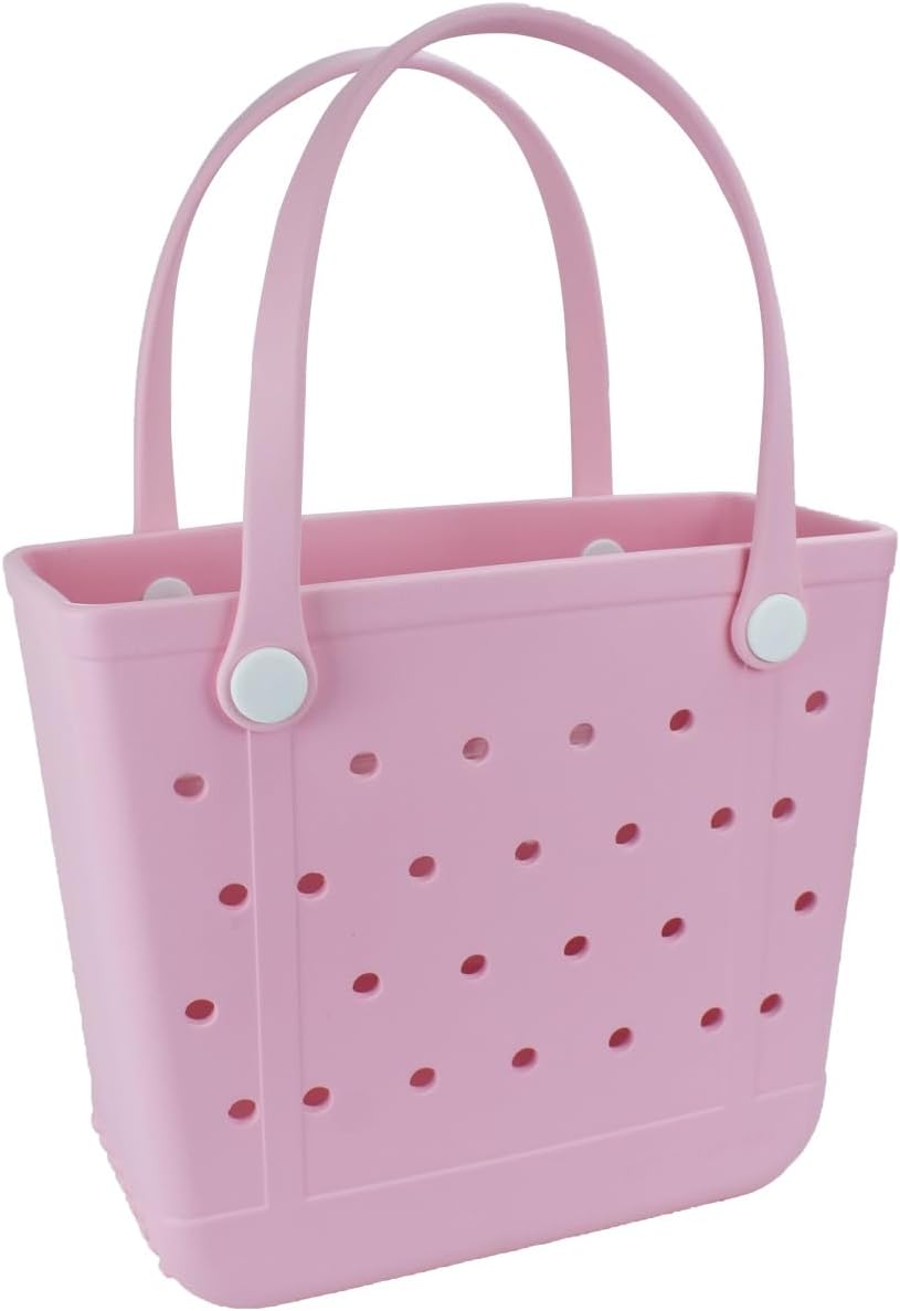 Medium Rubber Beach Bag, Waterproof Tote Bags Washable Sand-proof Travel Hand Bags for Pool Boat Work Sports