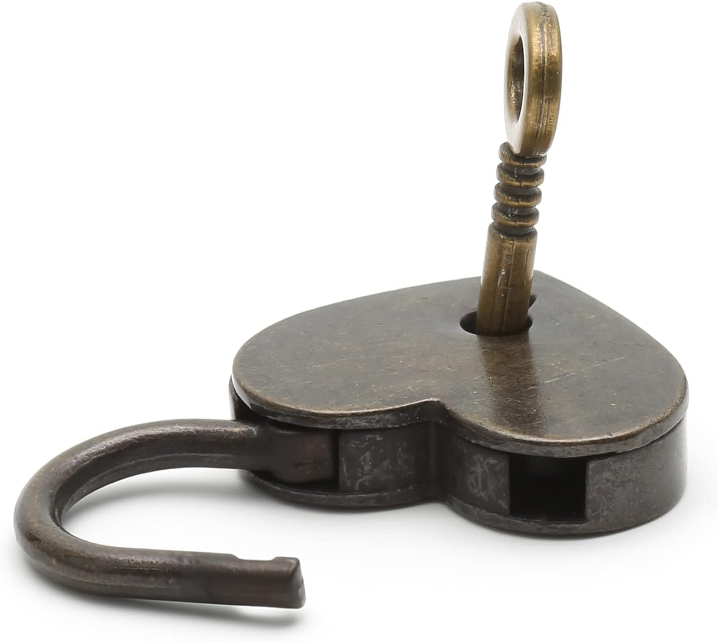 4 Pcs Vintage Antique Padlocks Key Lock with Key, Mini Love Heart Head Luggage Locks, Antique Style