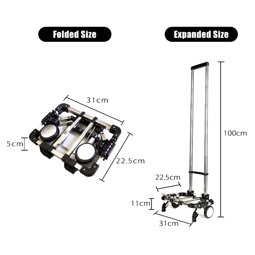 CNQLIS Folding Hand Truck,Portable Carrying Cart, Compact, Mini Lightweight for Travel/Auto/Moving/Office Use,12in.Hx9in.W Fits Most Backpacks- 55lbs Lightweight Hand Truck