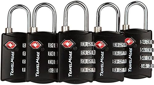5 Pack TSA Luggage Locks with 4 Digit Combination – Heavy Duty Set Your Own Padlocks for Travel