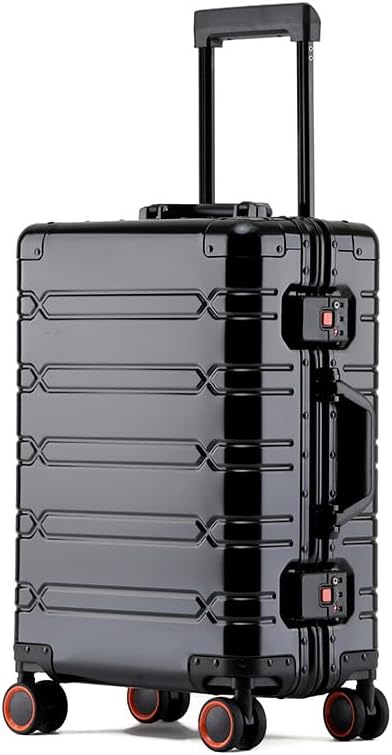All Aluminum Carry On Luggage with 360°Silent Spinner Wheels and TSA Lock,Airline Approved Lightweight Suitcase for Business Travel (all aluminum 60 [black], 24inch-42x26x65cm)