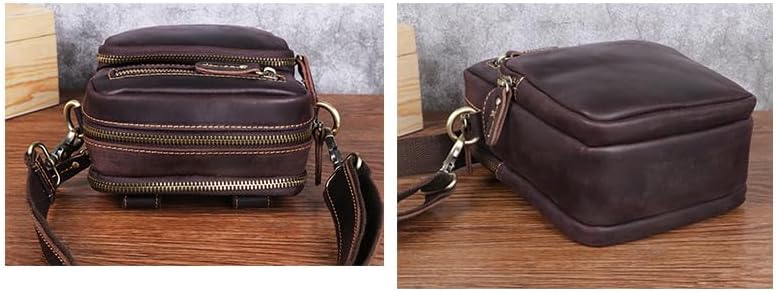 Versatile Cowhide Small Messenger Bag for Men - Convertible Shoulder Satchel & Waist Fanny Pack with Phone Pouch