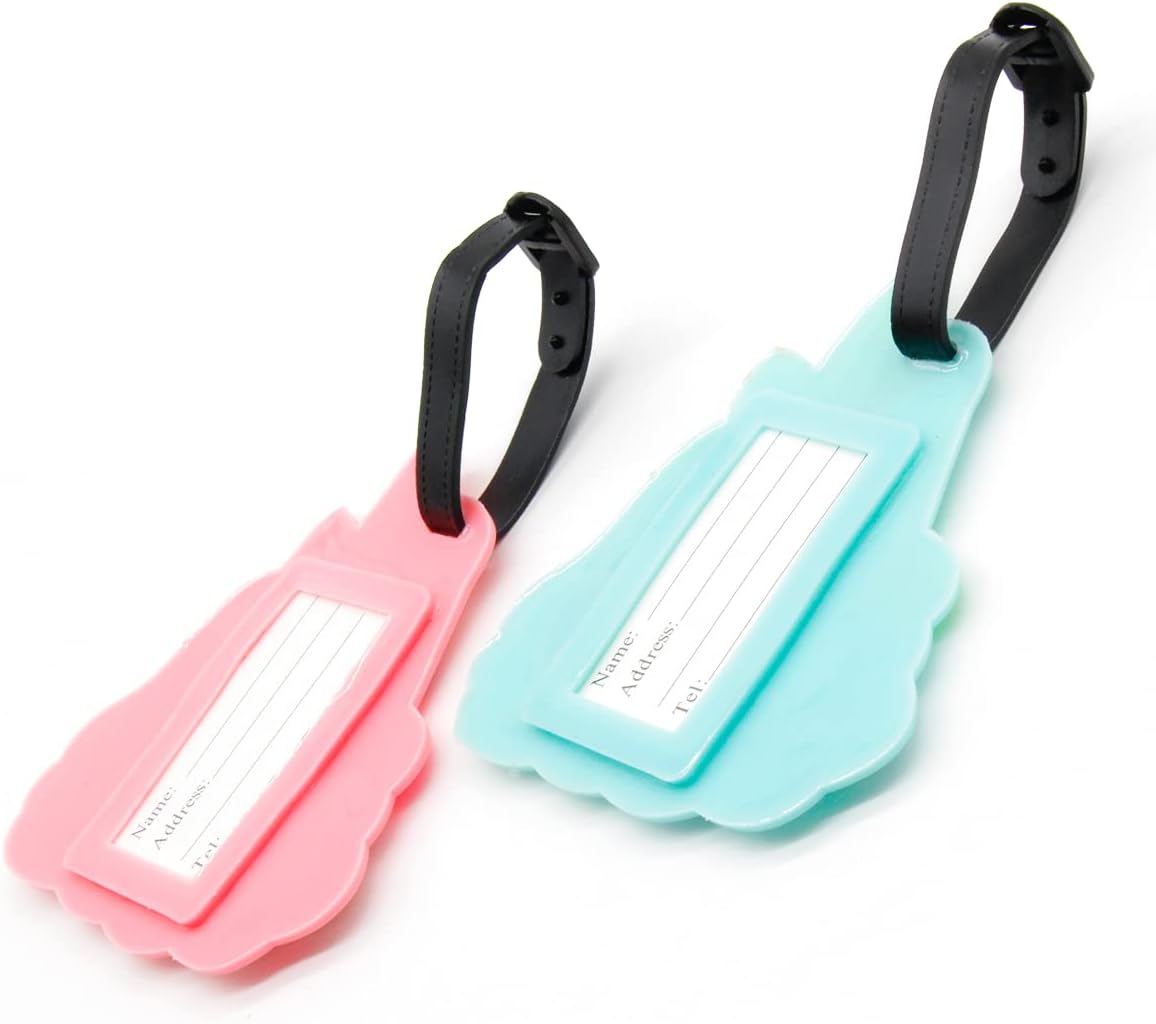 Unihorse Luggage Tags for Suitcases 2-Pack Cute Silicone Luggage Tag with Name ID Card Funny Suitcase Label