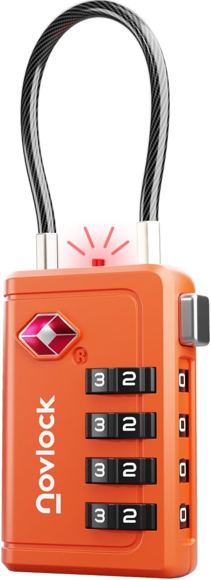 TSA Approved Luggage Lock | Inspection Indicator, 4-Digit Combination, Durable Zinc Alloy | for