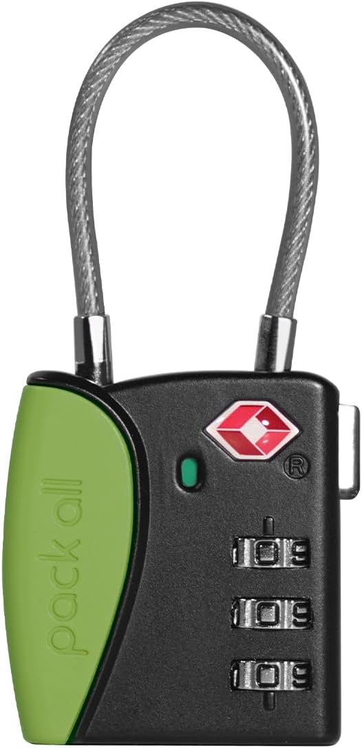 pack all TSA Approved Cable Luggage Locks, 3 Digit Combination Padlocks, Travel Lock for Suitcases