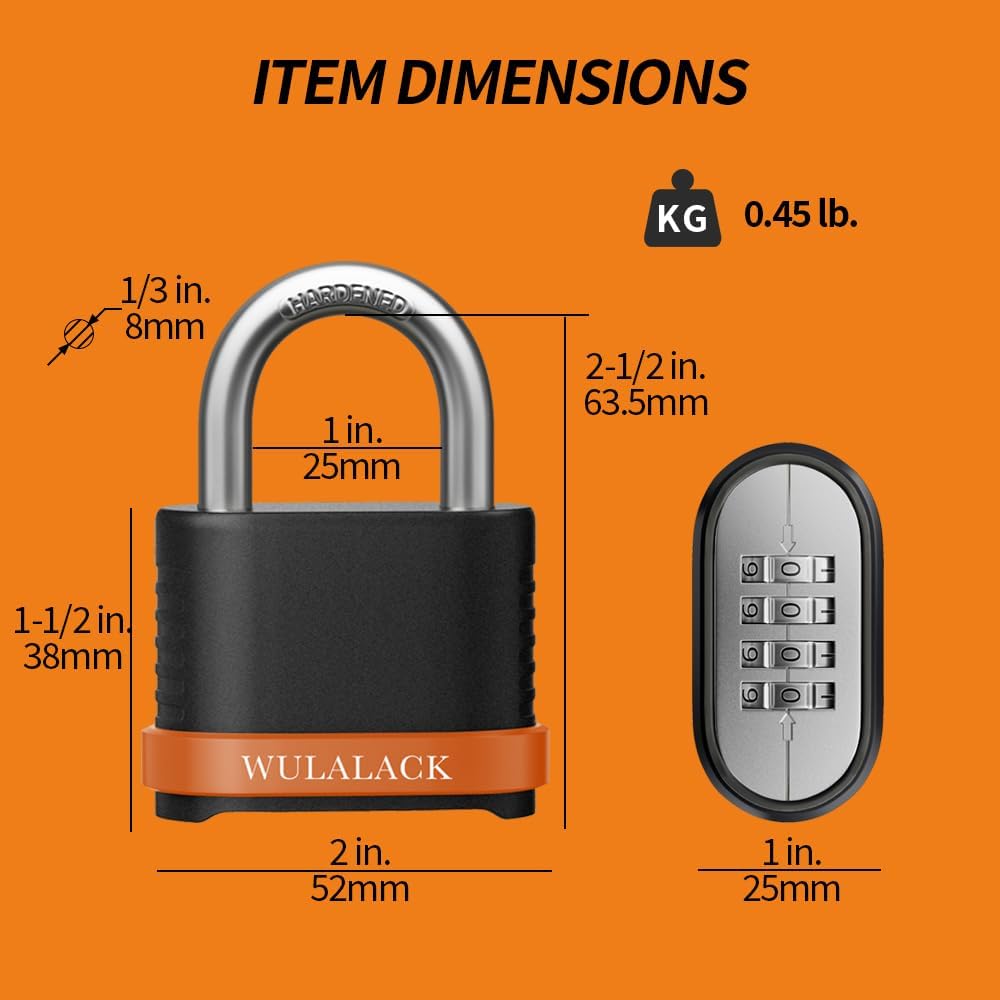 4 Digit Heavy Duty Combination Lock, Weatherproof Combo Padlock for Outdoor Use – Suitable for Sheds, Fences, Gates, Hasps & Storage Units，6 Pack (Matte Black)