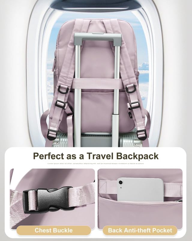 Laptop Backpack for Women Large Travel Backpack for Men Gym Work Teacher Backpack with Laptop Compartment Casual Daypack Backpacks Purple