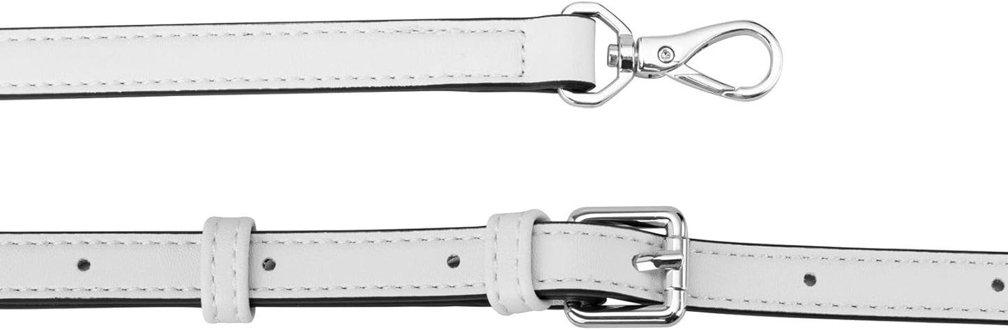 Allzedream Leather Purse Strap Replacement Crossbody Handbag Long Adjustable (White, Silver Hardware)