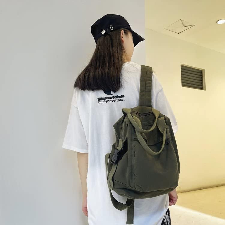 Small Boho Canvas Backpack for Women Vintage Style Outdoor Travel Bag Casual Daypack Grunge