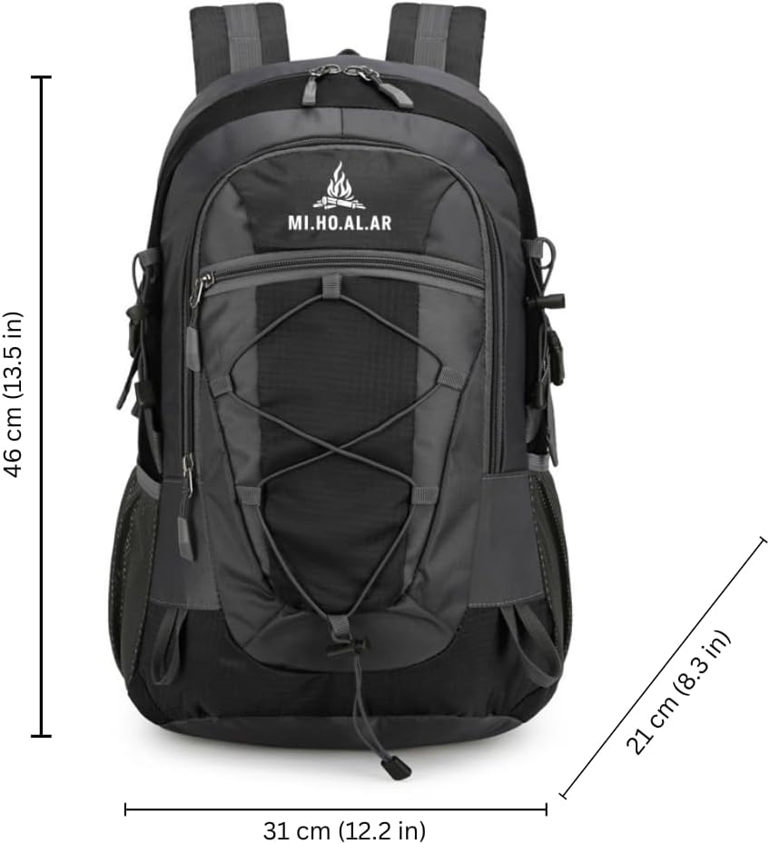 30L Lightweight Camping Backpack – Foldable Water-Repellent Hiking Daypack for Travel, Trekking, Climbing – Durable Polyester Packable Rucksack with Chest Strap & Side Pockets (black)
