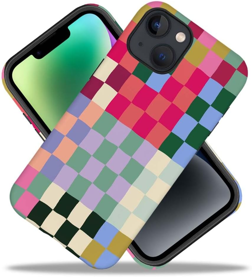 SEized Case Compatible with for iPhone 14 Plus,Colorful Checkerboard Phone Case for Girl Women Boy Men,Durable Protection Case for iPhone 14 Plus