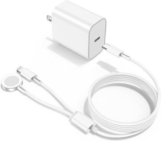 Upgraded Apple Watch Charger, iPhone Watch Charger, 2 in 1 Magnetic iWatch Charger to USB C Cable 3ft with USB C Charger Block for iWatch Series Ultra/9/8/7/6/SE/SE2/5, iPhone 14/13/12/11, Pro/Pro Max