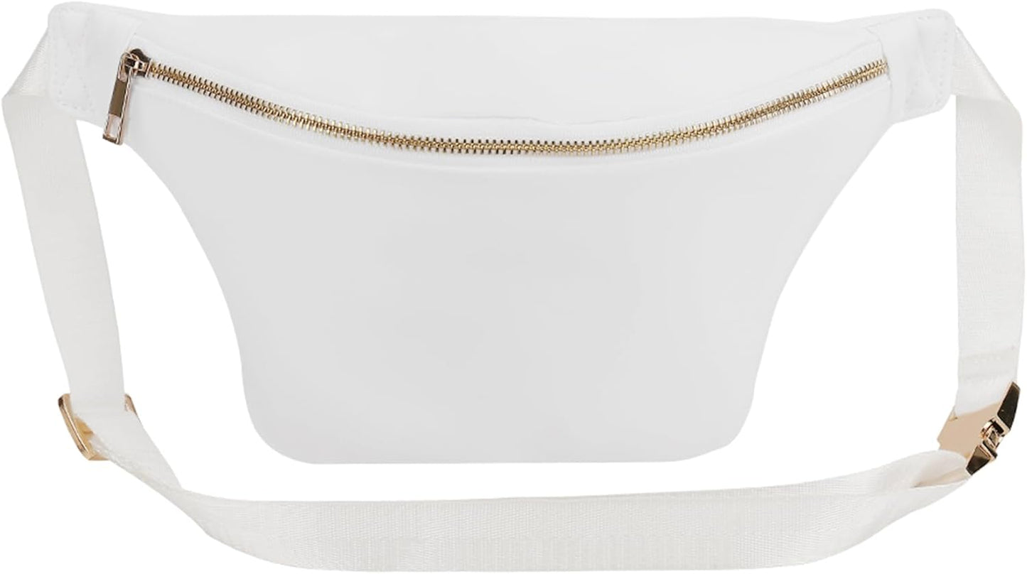Fanny Pack Travel Waist Belt Nylon Crossbody Bag for Women (White)