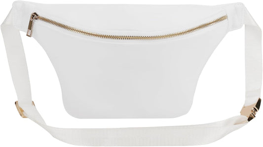 Fanny Pack Travel Waist Belt Nylon Crossbody Bag for Women (White)