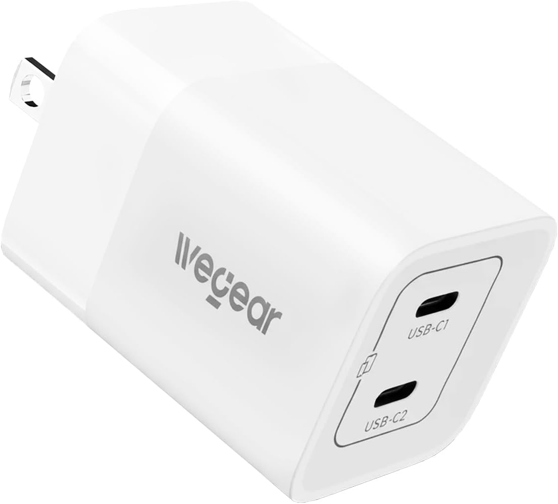 45W USB C Charger, 2 Port PPS Compact Foldable GaN Charger for iPhone 17/16, iPad, Galaxy S25 S24, Pixel 10/9, Compatible with MagSafe (White)