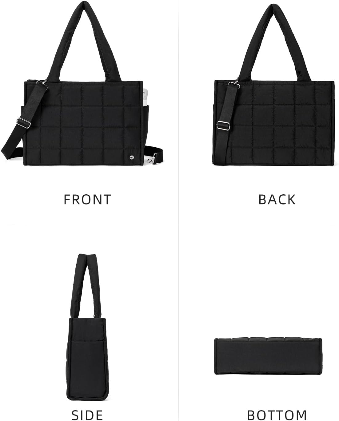 WESTBRONCO Puffer Crossbody bags for Women Puffy Quilted Tote Handbags Nylon Weekender Overnight Bag with Adjustable Strap