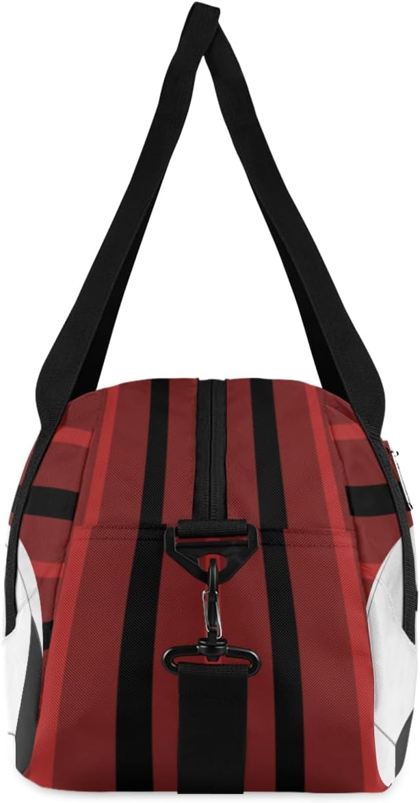 Football Ball Custom Name Kids Overnight Duffel Bags Boys Red Stripe Personalized Sport Gym Bag Customized Duffel Bag for Travel Weekender Practice Gymnastics