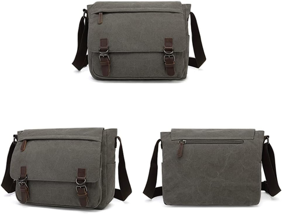 Sechunk Canvas Vintage Messenger Bag Shoulder bag Leather Large Travel Crossbody bags for men women 15inch Laptop