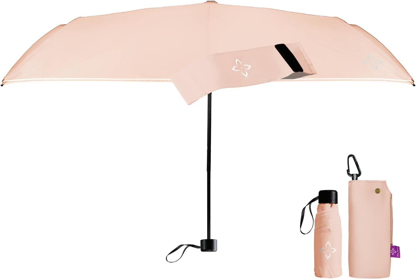 Windproof Travel Mini Umbrella - Manual Open Close with No Rebound for Seniors & Kids, Small Compact and Portable for Rain, Reflective Design for Night Safety Men & Women