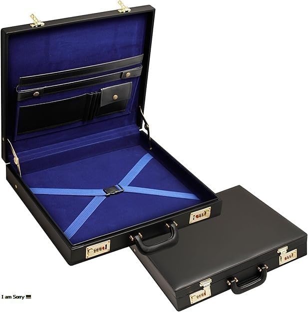Masonic Regalia MM/WM Apron Hard Case Briefcase, 17" x 15" x 3" (Imitation Leather)