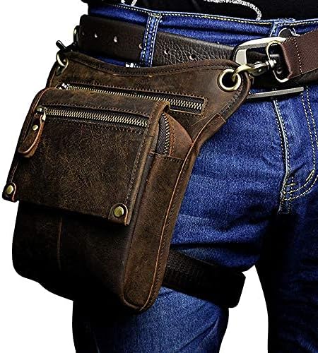 Leather Waist Pack Drop Leg Bag for Men Women Belt Bumbag Multi-Purpose Motorcycle Bike Outdoor