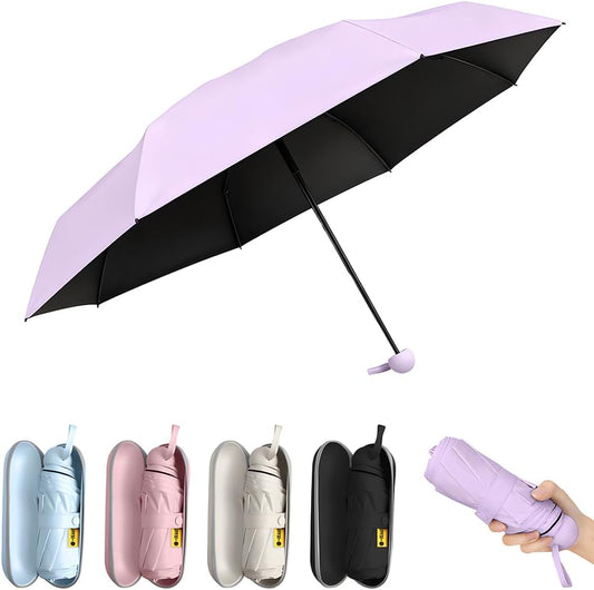 TOPSAIL Mini Umbrella Compact for Travel, UV Sun Protection(UPF50+), Waterproof for Light Rain, Suitable for Women & Kids With a Case, Manual Folding Small Pocket Size Ufor Backpack/Purse