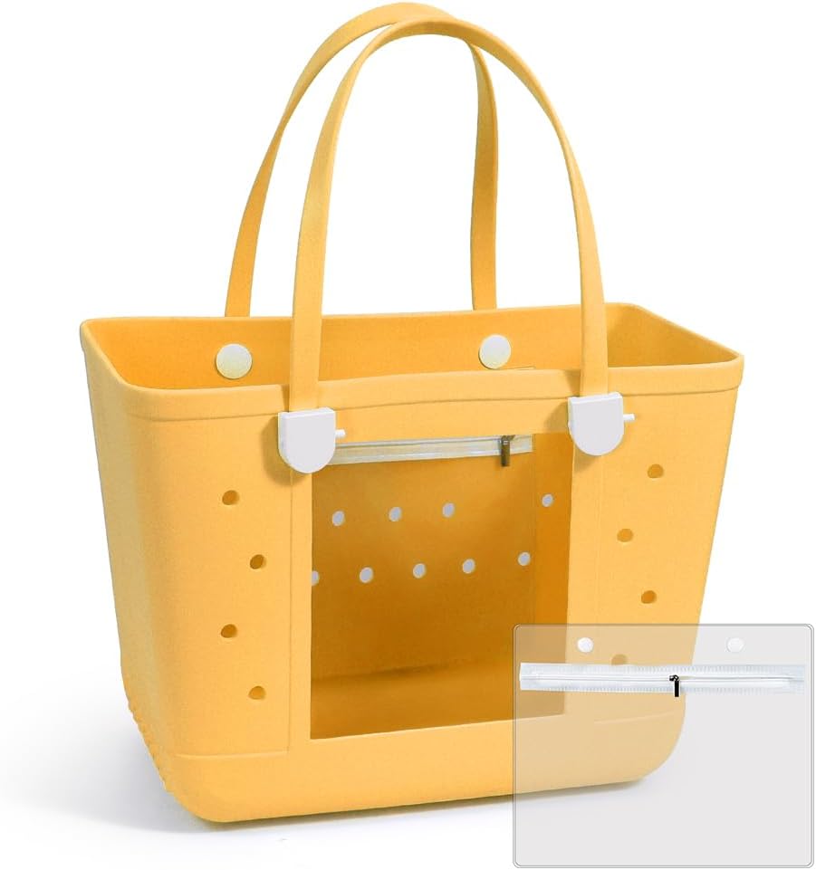 Rubber Beach Bags with Visual Window, Extra Large Waterproof Sandproof Rubber Tote Bag for Pool,Boat & Travel