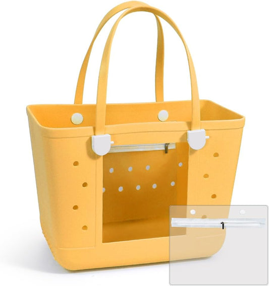 Rubber Beach Bags with Visual Window, Extra Large Waterproof Sandproof Rubber Tote Bag for Pool,Boat & Travel