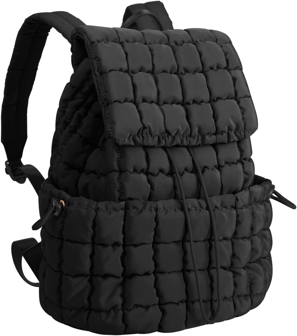 XSUIOY Quilted Backpack Purse for Women Small Lightweight Puffer Puffy College Laptop Backpack