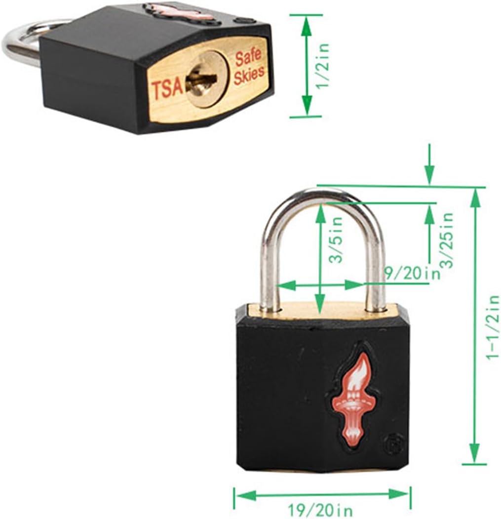4 Pack Black TSA Approved Key Luggage Lock for Suitcases, Carry-On Bags, Backpacks & Laptop Cases