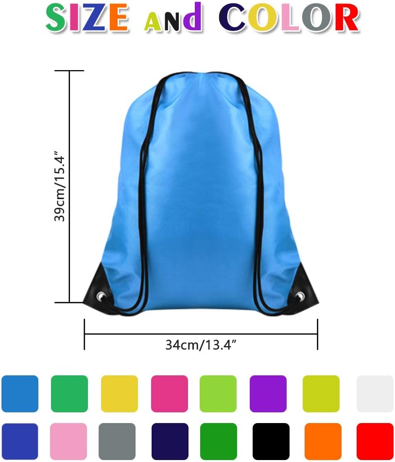 FEPITO 22 Pack Drawstring Bags String Backpack Bulk Sack Cinch Bag Sport Bags for School Gym Traveling