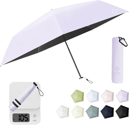 Mini Compact Travel Umbrella, 3.7Oz Ultralight Carbon Fiber UPF 50+ UV Protection Umbrellas for Rain & Sun, Portable Small for Backpack Car, for Women Men Kids, TSA Approved