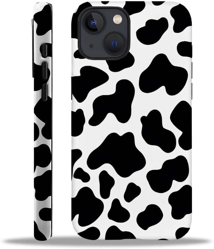 SEized Case Compatible with for iPhone 13,Black White Cow Pattern Phone Case for Girl Women Boy Men,Durable Protection Case for iPhone 13